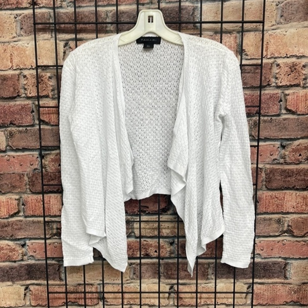 Tahari white cardigan womens size small